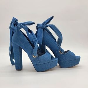 Shoedazzle Denim Heels